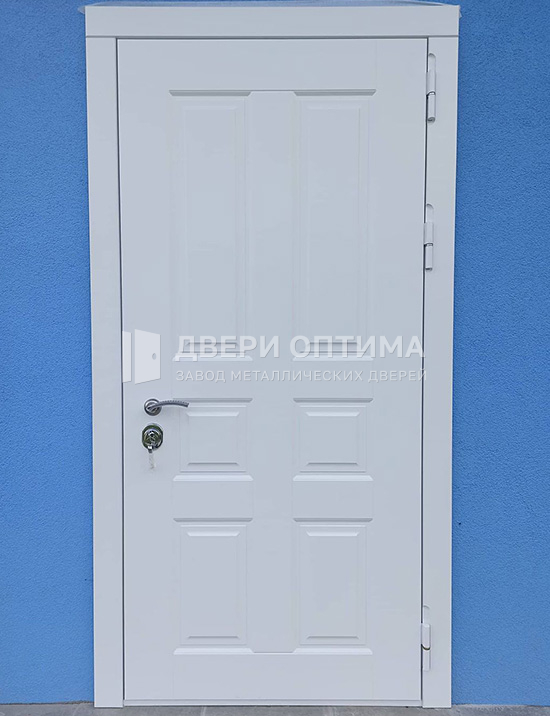 Белая входная дверь МДФ с двух сторон - фото