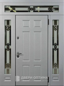 Высокая металлическая дверь для коттеджа №346 - фото №1