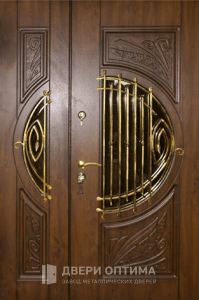 Дверь входная со стеклом и ковкой №89 - фото №1