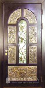 Металлическая дверь со стеклопакетом и ковкой №5 - фото №1