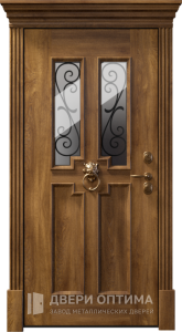 Входная коричневая дверь со стеклом в дом №20 - фото №2