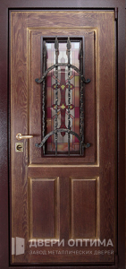 Входная металлическая дверь со стеклом №20 - фото №1