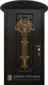 Арочная металлическая дверь с ковкой №53 - фото №1