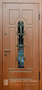 Входная дверь с ковкой и стеклом №19 - фото №1
