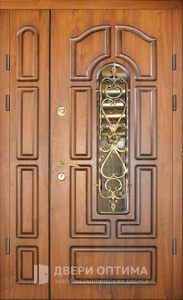 Двухстворчатая дверь элит класса остеклённая №88 - фото №1