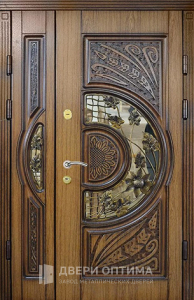 Металлическая парадная дверь со стеклом №103 - фото №1