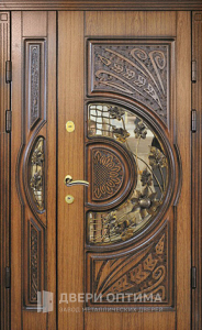Железная входная дверь со стеклом №80 - фото №1