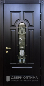 Парадная дверь с отделкой из массива №336 - фото №1