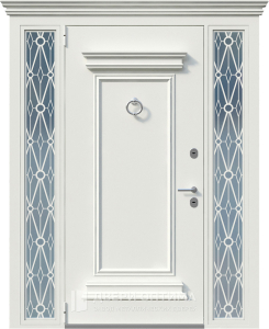 Белая эксклюзивная дверь со вставками и кнокером №6 - фото №1