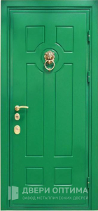 Зеленая морозостойкая дверь с кнокером №28 - фото №1
