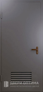 Дверь металлическая серая техническая с решёткой №3 - фото №2