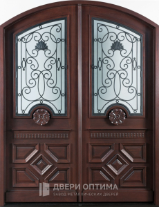 Элитная парадная дверь с решётками на окнах №126 - фото №1